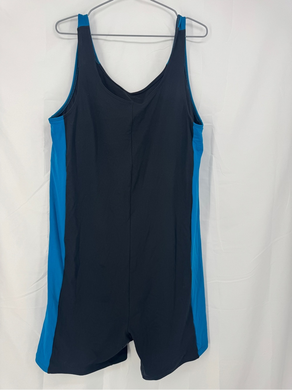 Sporti Womens Colorblock One-Piece Unitard Swimsuit in Black and Blue 0201 - Picture 2 of 4